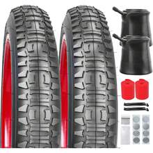 2 Pack 20x4.0 26x4.0 Inch Fat Bike Tires And Tubes Bicycle Tyres Replacement Tires For Mountain Snow All Terrian Trail Urban Bicycle Tricycle With Strips Gluless Patches,41160418 - Black - View 1