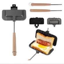 Sartén Para Hacer Sándwiches De Doble Cara, Sartén Antiadherente Con Mango Extraíble, Sandwichera Caliente Plegable Para Pan Tostado, Cafetera De Queso A La Parrilla, Máquina De Desayuno Y Panqueques De Desayuno, Panqueques, Herramientas De Cocina - PRENSA-SANDWICH - Ver 7