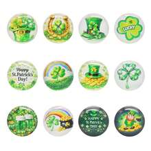 20pcs St. Patrick's Day Glass Dome Cabochons, 12mm/25mm Options, For Bracelet, Necklace, Earring, Keychain, Fridge Magnet, DIY Craft, Green Holiday Handmade Supplies - Green - View 2