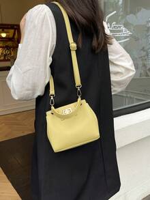 Fashionable Commuter Bag, Luxury Women's Handbag, Elegant Shoulder & Top Handle Multi-Function Work Bag - Yellow - View 5