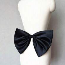 1pc Wine Red Polyester Satin Big Single Layer Bow, Back Accessory Waistband Decoration, 39cm, Suitable For Valentine's Day - Black - View 6