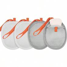 4个双面去角质沐浴海绵袋 - 柔软易起泡皂网袋 | 温和家居清洁套装 - 彩色 - 查看 9