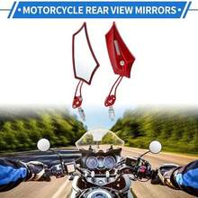 1 Set Motorcycle Rearview Mirror - Handlebar End Side Mirror Mount, Universal Adjustable, Aluminum Alloy Plastic, Red, M10 M8, Prismatic Shape (Suitable For Motorcycles) - Black - View 3