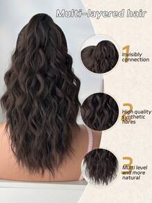 Claw Ponytail Extension Hair Accessories Black Brown 16 Inch Long Deep Wave Heat Resistant Fiber Synthetic Ponytail Hairpiece For Women Daily Used - Rust Brown - View 6