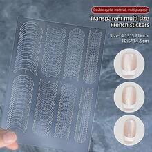1 Sheet 3D Clear French Nail Stickers French Tip Guide Hollow Grid Pattern Nail Stencils Decals Adhesive Lines Nails Guides Tool - Clear - View 15