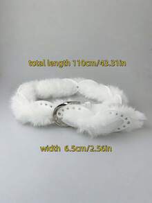 新款铆钉装饰毛绒腰带，复古牛仔风女士牛仔腰带，个性化Y2K夸张镂空圆形金属铆钉拼接宽腰带 - 彩色 - 查看 4