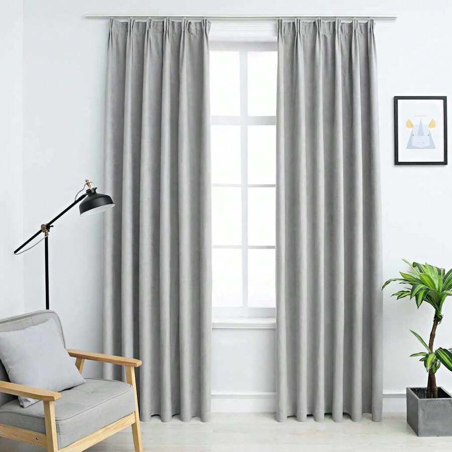 vidaXL Verdunkelungsvorhänge Mit Haken 2 Stk. Grau 140x245 Cm - Tagli Unica - Visualizzare 1