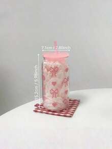 1个16盎司粉色蝴蝶结塑料杯，带盖和吸管，非常适合盛装冰咖啡、便携饮料、果汁和冰沙，是送给女士和姐妹的完美礼物，适合办公室、家庭办公室、返校季、学生水杯，适合夏季和冬季，生日、节日和礼物，返校季、情人节、旅行、卧室，适合夏季、冬季和春季 - 彩色 - 查看 4