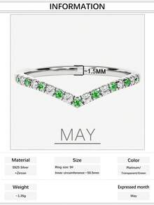 1pc Luxury S925 Sterling Silver V-Shaped Vita Chroma Ring With 12 Birthstones, Suitable For Women, Wedding, Gift For Girlfriend, Holiday - V-shaped - View 20