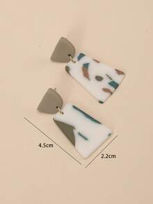 一对手工极简迷彩梯形吊坠耳环，百搭休闲、海滩、派对和日常佩戴 - 彩色 - 查看 6
