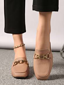 Sandalias de verano para mujer, nuevas mulas de punta cuadrada planas y sin cordones - Albaricoque - Ver 5