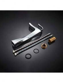 Torneira Monocomando Banheiro Prata Brilhante Aço Inoxidável 304 – Misturador Cascata Para Pia E Bancada, Alta Durabilidade E Acabamento Premium - Falar - Visão 6