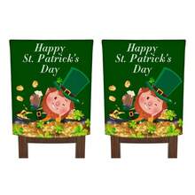 2/4/6PCS St. Patrick's Day Green Chair Covers, Leprechaun And Gold Coin Chair Covers, Suitable For Dining Rooms, Parties, And Restaurants - Green - View 13