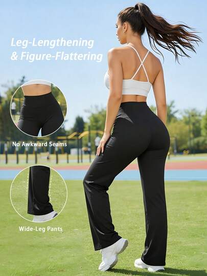 Women's Casual Loose Wide Leg Sports Pants, Comfortable Loose Fit, Suitable For Spring, Summer, Autumn, Indoor/Outdoor Sports, And Daily Fashion Wear