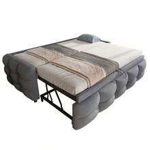 Polsterbett Ausziehbares Schlafsofa 90/180*190cm, Puffbett, Teddy Samt Stoff, Einzelbett, Doppelbett, Mit Lattenrost, Multifunktionsbett, Grau (Ohne Matratze) - Gray + Flannelette - View 7