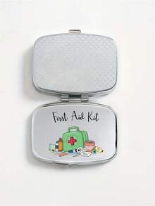 药丸图案药盒，药丸字母图案，便携式药丸收纳盒，迷你金属收纳盒，便携式珠宝药盒，个性化创意礼物，领结，护士帽，药瓶图案，适合旅行、户外活动、放入包袋、口袋，可用作婚礼礼物、礼品和接待装饰，独特的装饰旅行收纳盒，母亲节礼物，送给朋友的礼物，护士礼物 - 彩色 - 查看 7