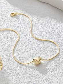 1条S925纯银极简3D心形脚链，浪漫设计，适合女性日常及度假佩戴，独特心形，百搭优雅，是馈赠佳品。 - 心 - 查看 11