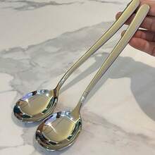 Stainless Steel Spoon, High-End Long Handle Soup Spoon For Home Use, Exquisite Eating Spoon, Deep Soup Ladle - Multicolor - View 7