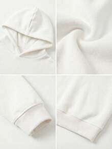 Minimalist Design Women Loose Fit Long Sleeve Pullover Sweatshirt, Suitable For Autumn, Winter, Spring, Casual Wear, Halloween Costume, Outerwear, White, Fashion - White - View 7