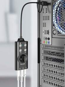 USB + Type-C Dual-Head 7.1 Sound Card, External Noise Cancelling Sound Card For Computer, Laptop, Smartphone, Microphone, Game, Live Streaming, Singing, Plug And Play - Multicolor - View 5