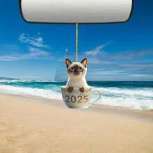 1 Siamese Cat Acrylic Pendant - Blue Eyes & White Fur Embossed Design, Premium Gift For Cat Lovers,| Car Ornament/Keychain/Pet Themed Gift/Home & Garden Decor - 1pc - View 2