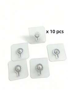 10片装强力粘性螺丝贴纸，自粘螺丝，隐形墙钉，免钉悬挂式置物架，吊坠，无框免钉贴纸，适用于相框、钟表等，免钉设计，厨房墙钩，免钻孔安装，实用挂钩和浴室置物架悬挂套装 - 無色 - 查看 16