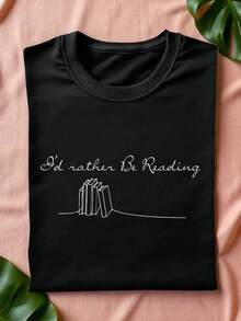 I'd Rather Be Reading Shirt, Bookish Tee, Funny Reading Shirts, Book Nerd T-Shirts, Librarian Gifts, Cute Book Lover Tees, Reading Minimalist Gifts TH-1055 - 黑色 - 查看 1