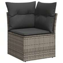 vidaXL 8-Teiliges Garten-Sofa-Set In Grau Aus Poly-Rattan, Stahl Und Glas - Grau - Übersicht 7