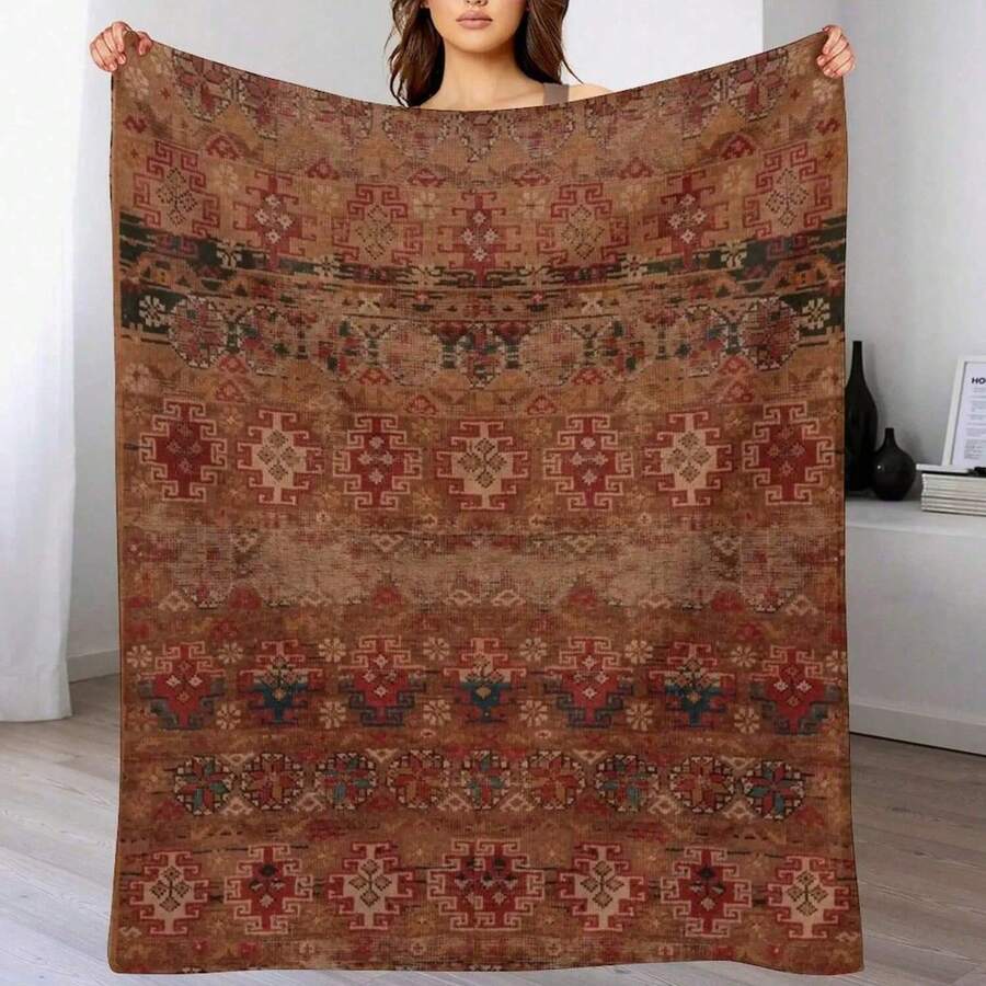 Moroccan Heritage Artwork Design Throw Blanket Beach Christmas Gifts Hairys Weighted Blankets - Black - View 1