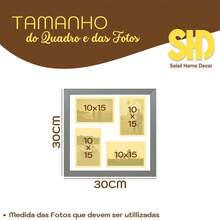 Kit 2 Quadros Porta Retrato Foto 10x15 Paspatur Branco 30x30 - Multi Fotos - Visão 5