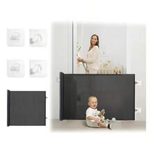 Puerta De  Retráctil Para Bebés Expandible 78x130cm - Negro014 - Ver 2