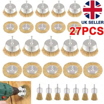 27PCS Rotary Wire Brush Cleaning Wheel Cup Brush Drill Attachment Bit Set Tool