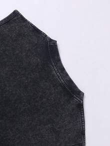 Modelo Graphic Tank Tops, (220g Pure Cotton Tank Tops), Fashionable Vintage Washed Men's Cotton Tank Tops, A Perfect Surprise Gift For Family And Friends, Dropped Shoulder Design, Round Neck, Men's Tank Tops,Men's Summer Tank Tops, Holiday Gift, Ideal Present. - màu đen - Xem 3