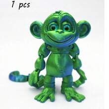 3D Printed Monkey Figurine, 3D Printed Long-Tailed Monkey Figurine, Creative Animal Model, Office And Home Decor, Mixed Color Plastic - Monkey - View 3