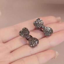 2pcs Heart Crystal Bow Hair Clips, Retro Sweet Resin Side Clips, Perfect Valentine's Gift, Women Hair Accessories - Multicolor - View 2