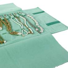 UnionPlus Velvet Travel Jewelry Case Roll Bag Organizer For Necklace, Ice Gre1en - IceGre1en - 查看 5