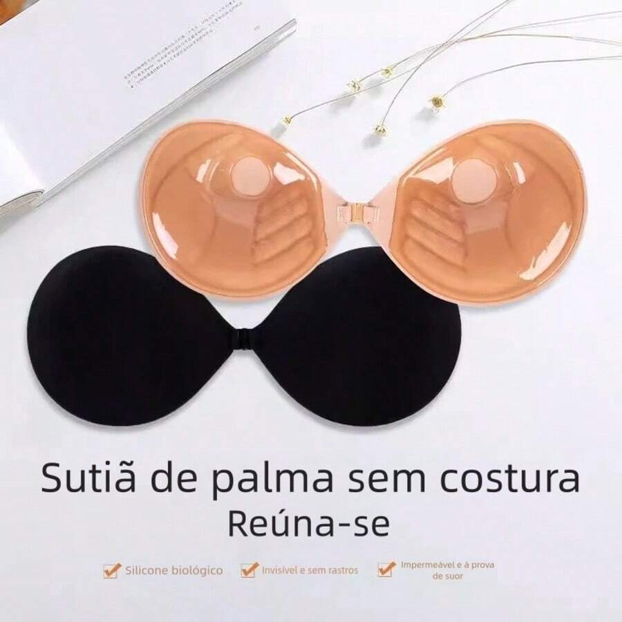 Strapless Adhesive Bra, Concealed, Sexy Silicone Breast Stickers For Women, Push-Up Style, Wedding Dress Styling. - Màu be - Xem 1