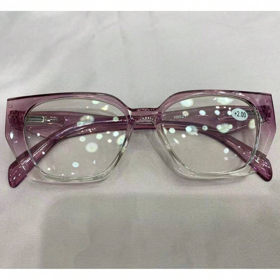 Prescription Reading Glasses, Cat-Eye Style, Rectangular Shape, Pretty, For Women (9521). - degradación roxo - Ver 1