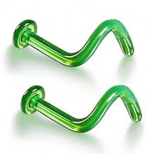 Giga 2PCS Glass Screwed Nose Rings Studs Retainer Holder Stretching Kits Flat Piercing Body Jewelry 16G 18G Hypoallergenic - 2101 - View 16