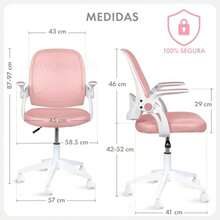 sillasMAGMALIFE Silla de Oficina Natti Ergonómica con Respaldo de Malla Transpirable Altura e Inclinación Ajustables Reposabrazos Abatibles 90° Ruedas 360° Silenciosas y Base Reforzada Soporta 150 kg - Rosa - Ver 2
