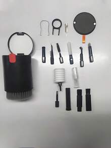 20-In-1 Cleaning Kit, Multi-Functional Electronic Device Cleaning Set, Keyboard Cleaning Brush, Headphone Cleaning Kit, Laptop, Earbuds, Camera, Phone Cleaning Multi-Tool (Black) - Black - View 2