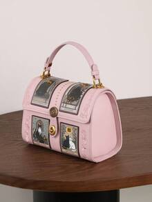 2026新款高端时尚女士手提包，复古Y2K奢华塔罗牌波士顿枕形包，精致工艺可爱猫咪图案医生包，粉紫色独特造型大容量圆形包，街头风小众设计女士托特单肩斜挎包 - 彩色 - 查看 9