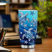 Foloda-Jewelry Sea Turtles Gifts For Women Mom Sea Turtles Lover Girls Sea Turtle Tumbler 20oz  With Lid Jewelry Drawings Stainless Steel Insulated Tumblers Coffee Travel Mug Cup Gift For Birthday Mother's Day Christmas Art Gifts Keep Drink Hot&Cold - Default - View 6