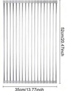 1 cái giá phơi bát đĩa cuộn, giá phơi bát đĩa đa năng bằng thép không gỉ đặt trên bồn rửa, giá phơi di động bằng thép không gỉ, thảm lót bồn rửa, dụng cụ nhà bếp - Nhiều màu - Xem 7