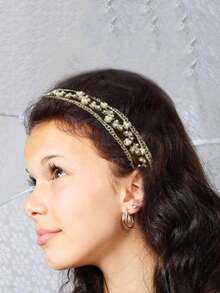 1条女士蕾丝发带，弹性宽蕾丝头巾配饰，时尚发带 - 彩色 - 查看 7