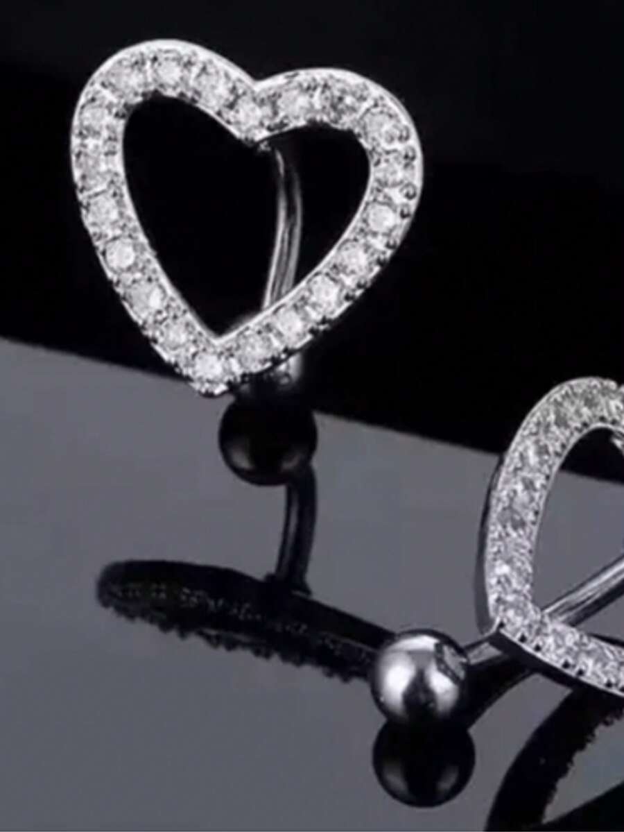 Piercing de umbigo com decoração em coração de strass - pequeno - Visão 1
