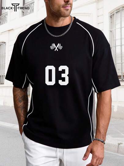 Men's Street Sports Casual Racing Short Sleeve T-Shirt, Summer