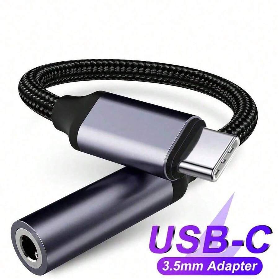 1pc USB-C Male To Lightning Female Braided Adapter Cable, High-Speed Charging Converter Compatible With IPhone 17/16 Pro Max/16 Pro/16 Plus/16/15, S25/S24/S23/S22/S21 Ultra Plus, Compatible With IPad, Series, Plug And Play - Black - View 1