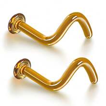 Giga 2PCS Glass Screwed Nose Rings Studs Retainer Holder Stretching Kits Flat Piercing Body Jewelry 16G 18G Hypoallergenic - 2101 - View 19