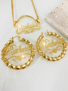 1set Love Style Matte Shining Set, 3/5cm Earrings+Necklace Set, Matte Bling, Minimalist Style, Love Cloud Style, Comes With Gift Box, As A Valentine's Day Gift. - Matte Finish - 1 - View 5